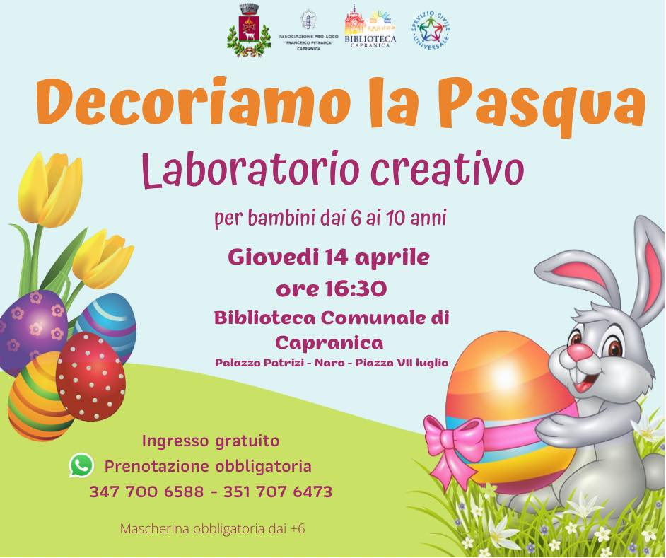 Decoriamo la Pasqua – Laboratorio creativo – 14 aprile 2022